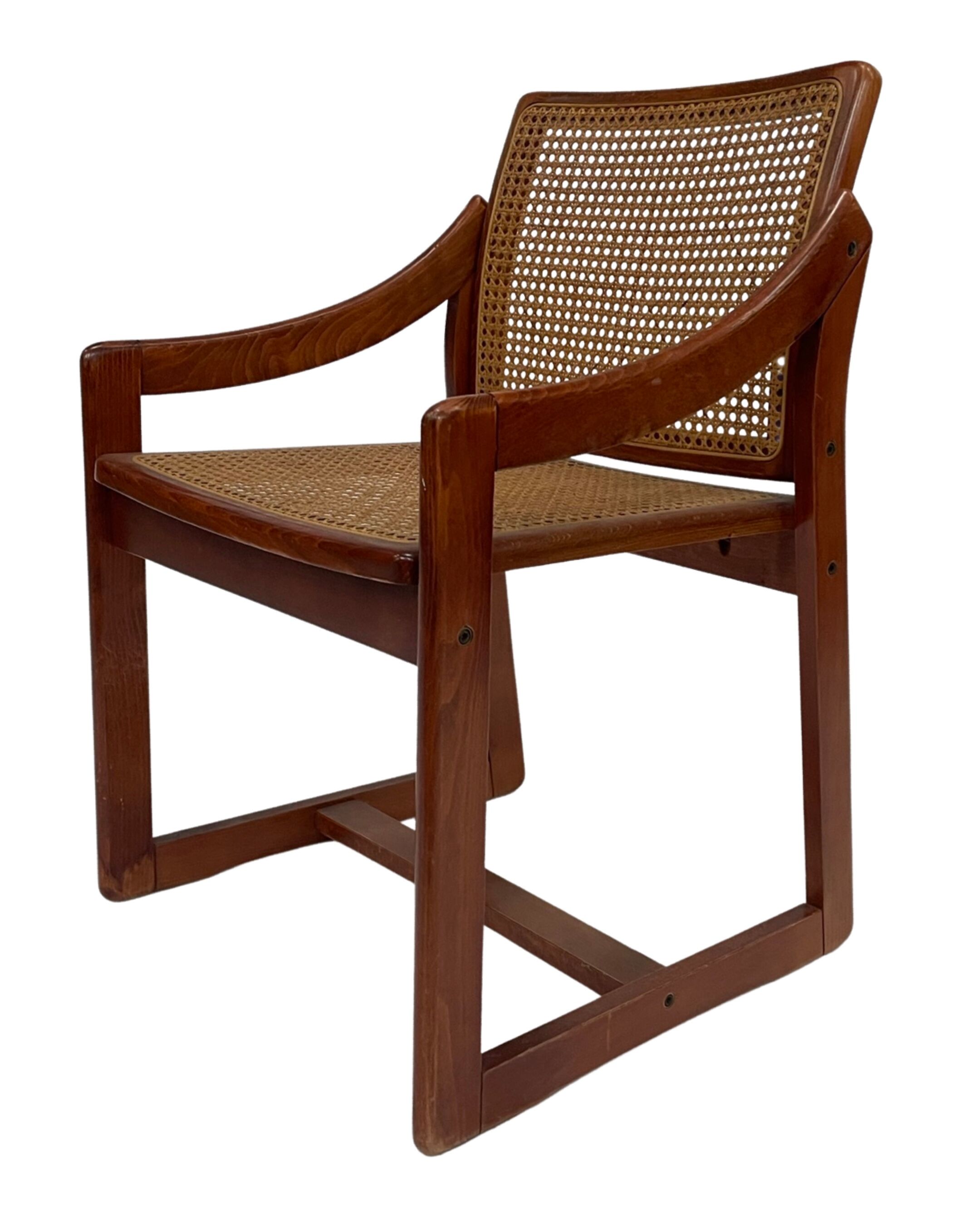 Vintage set of 4 dining chairs webbing beech wood design