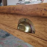 Solid oak farmhouse table, gilded and patinated, two drawers, 260 x 100 cm