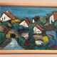 Original Swedish Oil on Panel – "Village Scene (Thick Impasto)" – Signed – Vintage and Framed