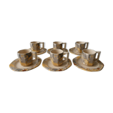 6 cups and saucers marble effect, Longchamp France