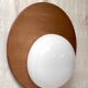 Designer wall lights in wood and opaline globe - mid-20th century