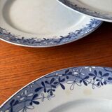 Set of 6 mimosa plates from Sarreguemines, old blue earthenware
