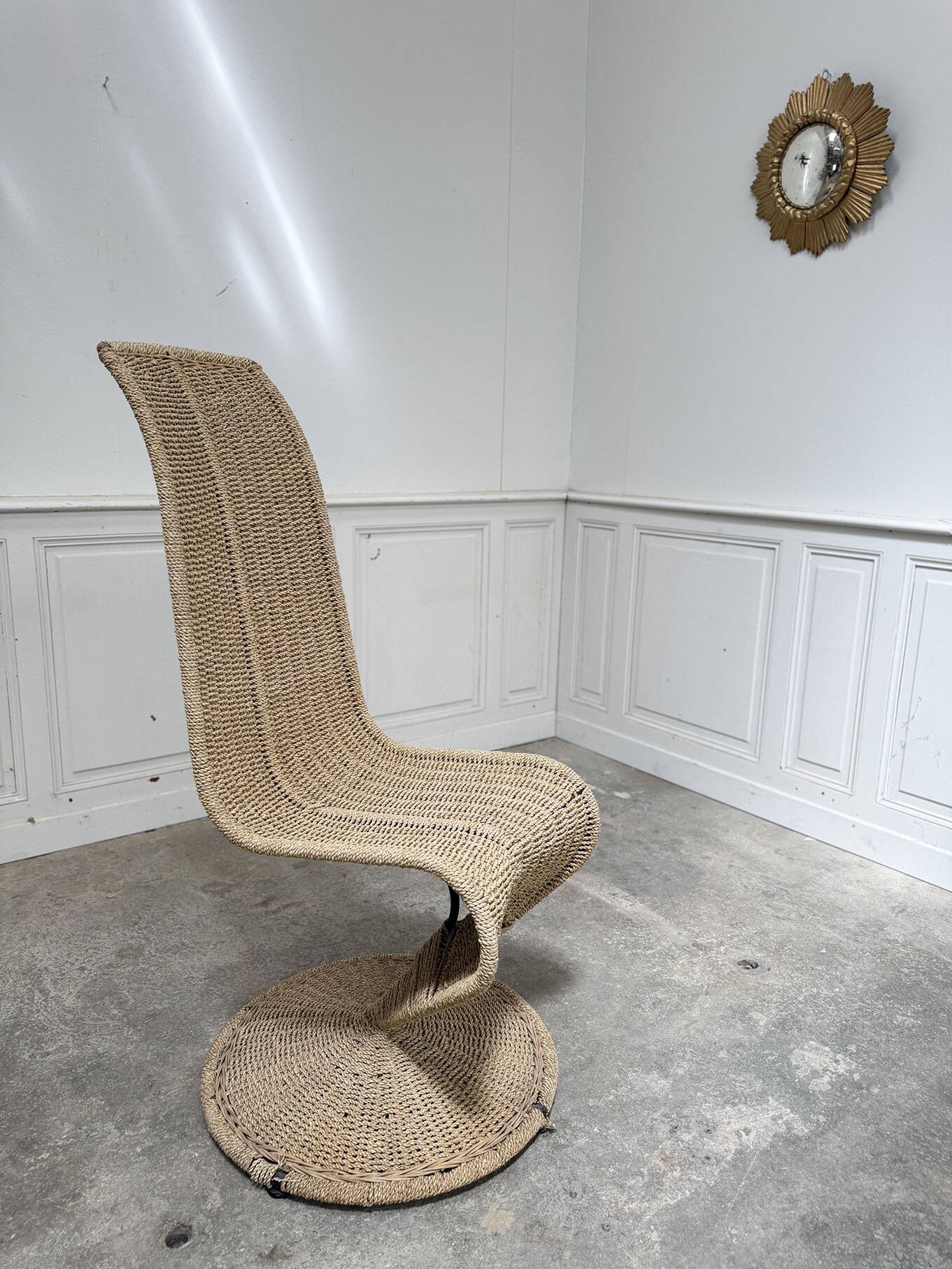 Fauteuil rotin et corde vintage