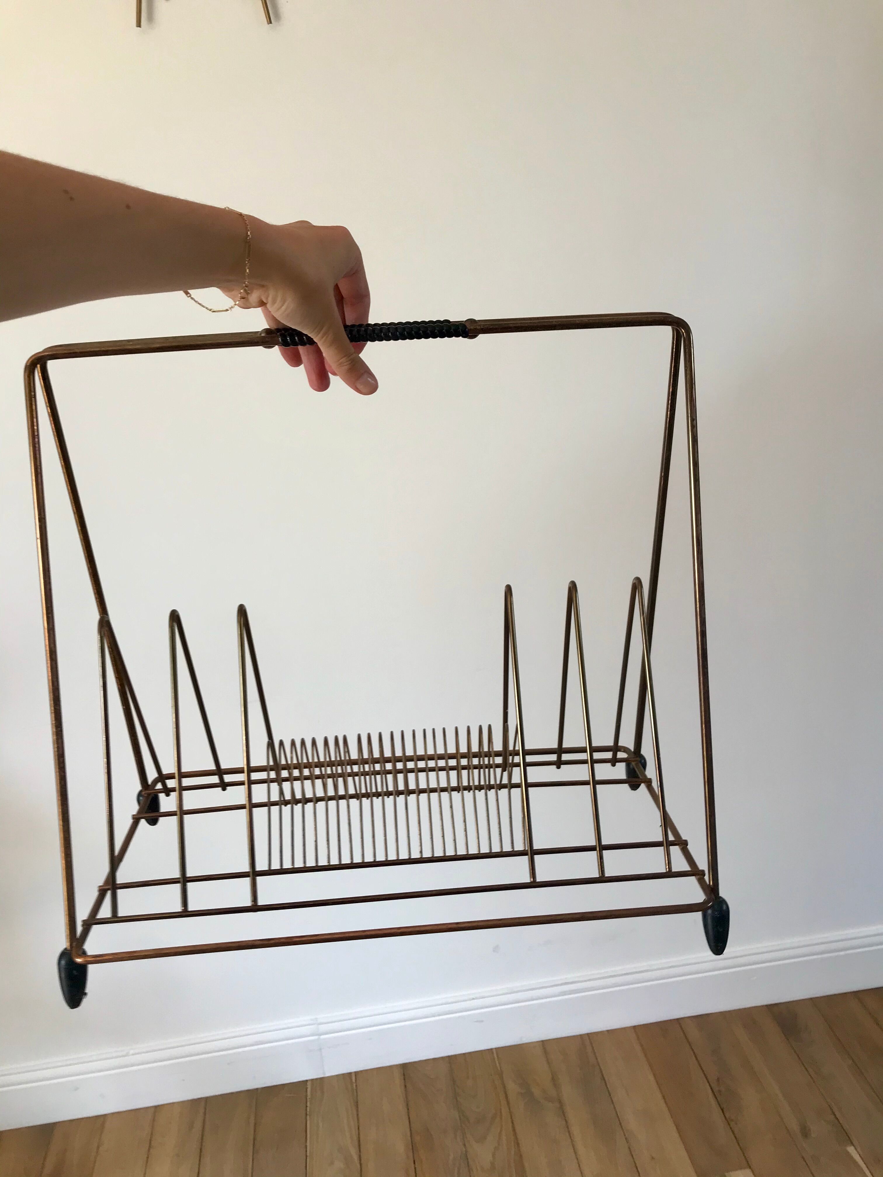 Magazine holder in gilded metal / copper 60s