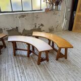 Set of round table and 4 rounded benches, 1950