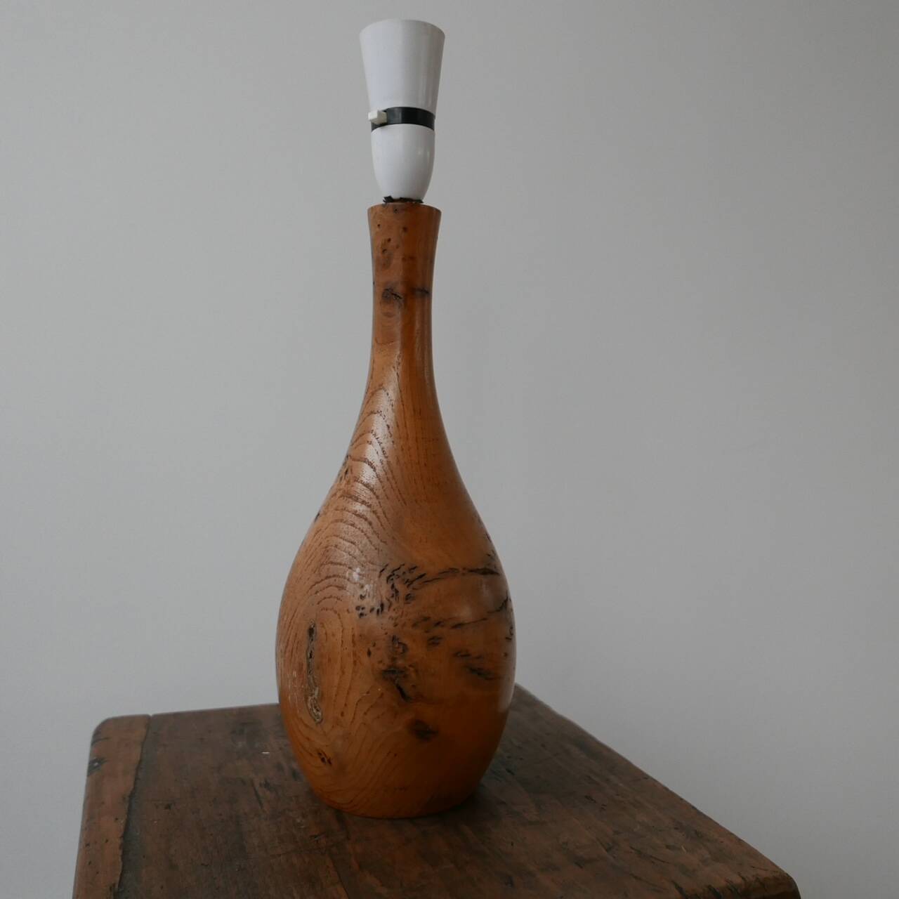 Mid-Century English Burr Wood Table Lamp
