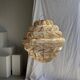 Suspension or rattan lampshade in an elongated spherical shape, layered H80 D