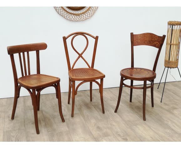 3 wooden bistro chairs