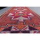 Vintage Turkish Oushak Handmade Wool Cotton Red Runner 87x336