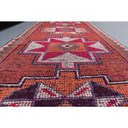 Vintage Turkish Oushak Handmade Wool Cotton Red Runner 87x336