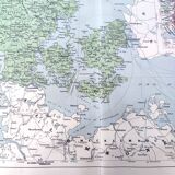 Carte ancienne Danemark Islande Scandinavie 43x43cm de 1950