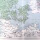 Old map Denmark Iceland Scandinavia 43x43cm from 1950