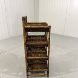 Casier à vin en rotin, porte-bouteilles, années 1970