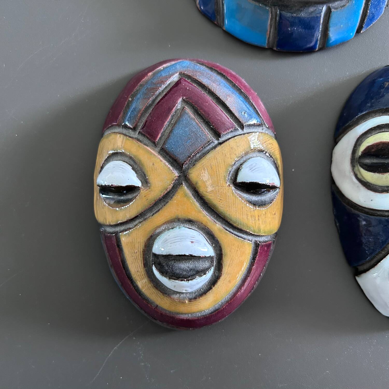 Collection of 3 African ceramic masks