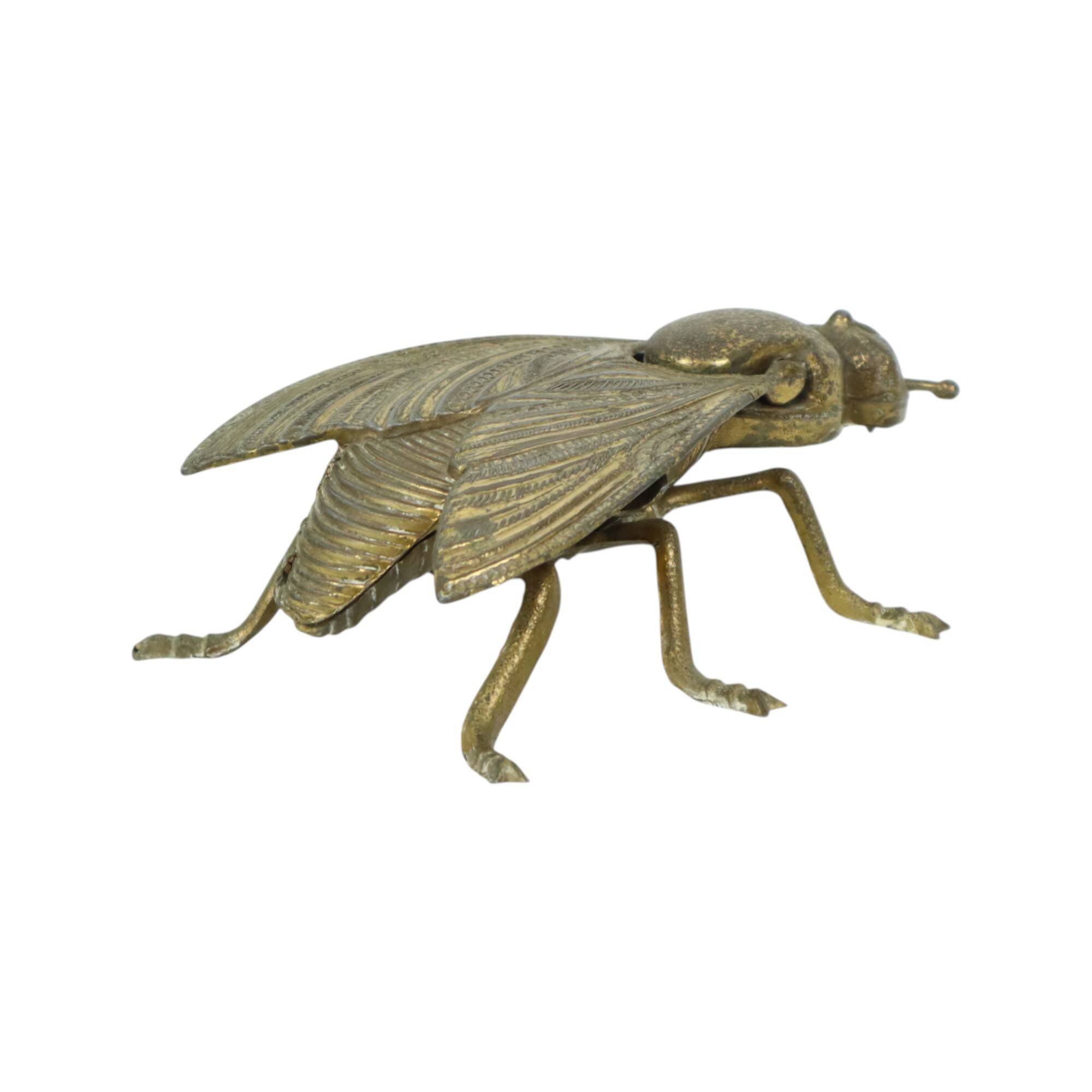 Vintage Copper Ashtray Figurine Fly Brass Italy 1960s