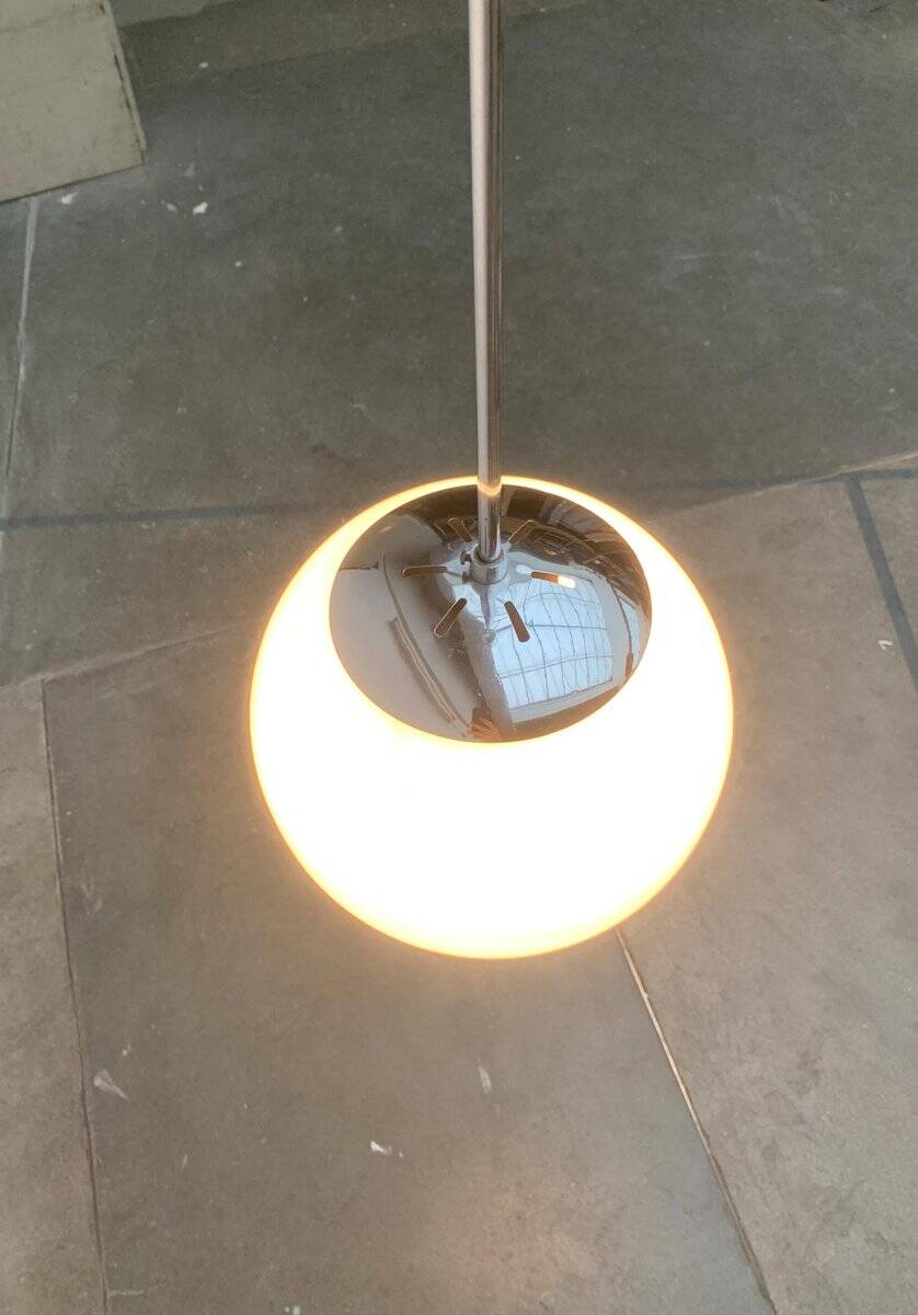Mid-Century German Glass and Metal Ball Pendant