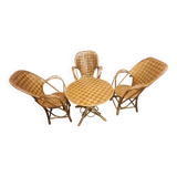 Table and 3 chairs in chestnut slats