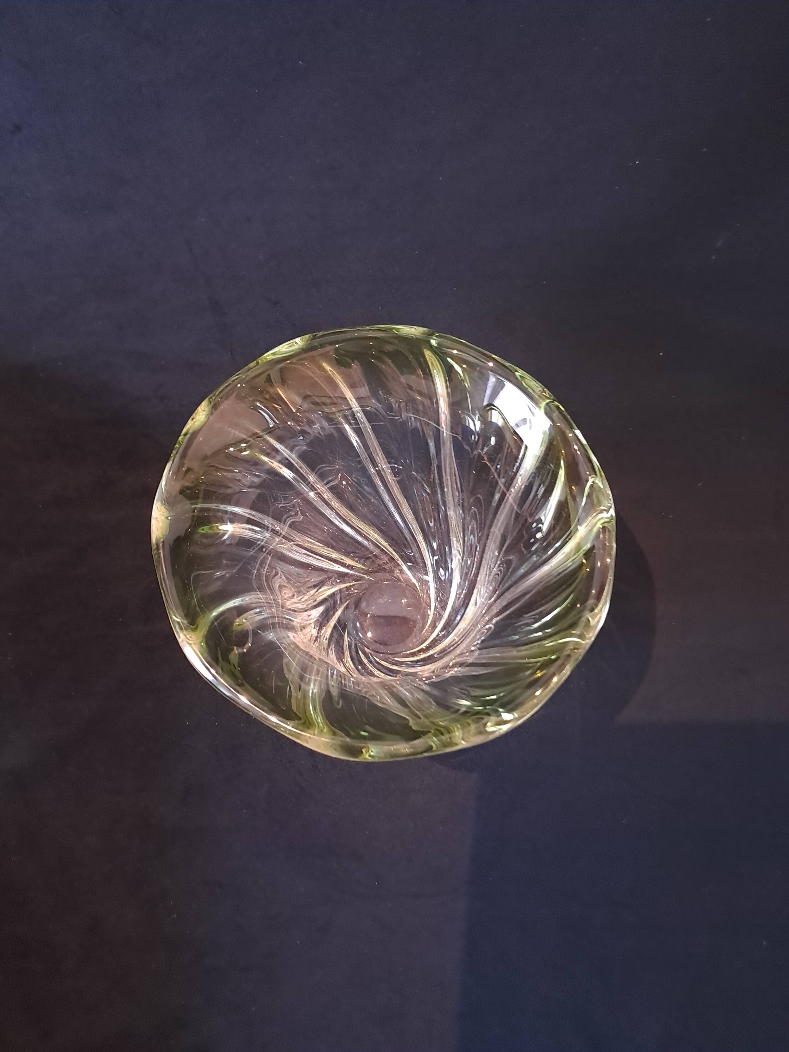 Val Saint Lambert Crystal 'Torsade' Vase in Gradient Apple Green