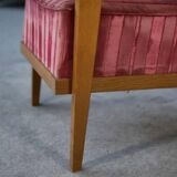 Fauteuil en chêne et velours 1940’s