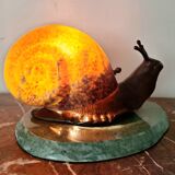 Art deco lamp Art de France, antique bronze and glass paste light fixture