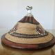 African conical hat, Fulani, in leather and braided rope, 1900, wall decoration
