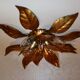 Pair of Florentine Wall Lamps / Ceiling Lights Golden Metal Leaves