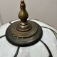 Perenz Tiffany style stained glass table lamp, brass, signed