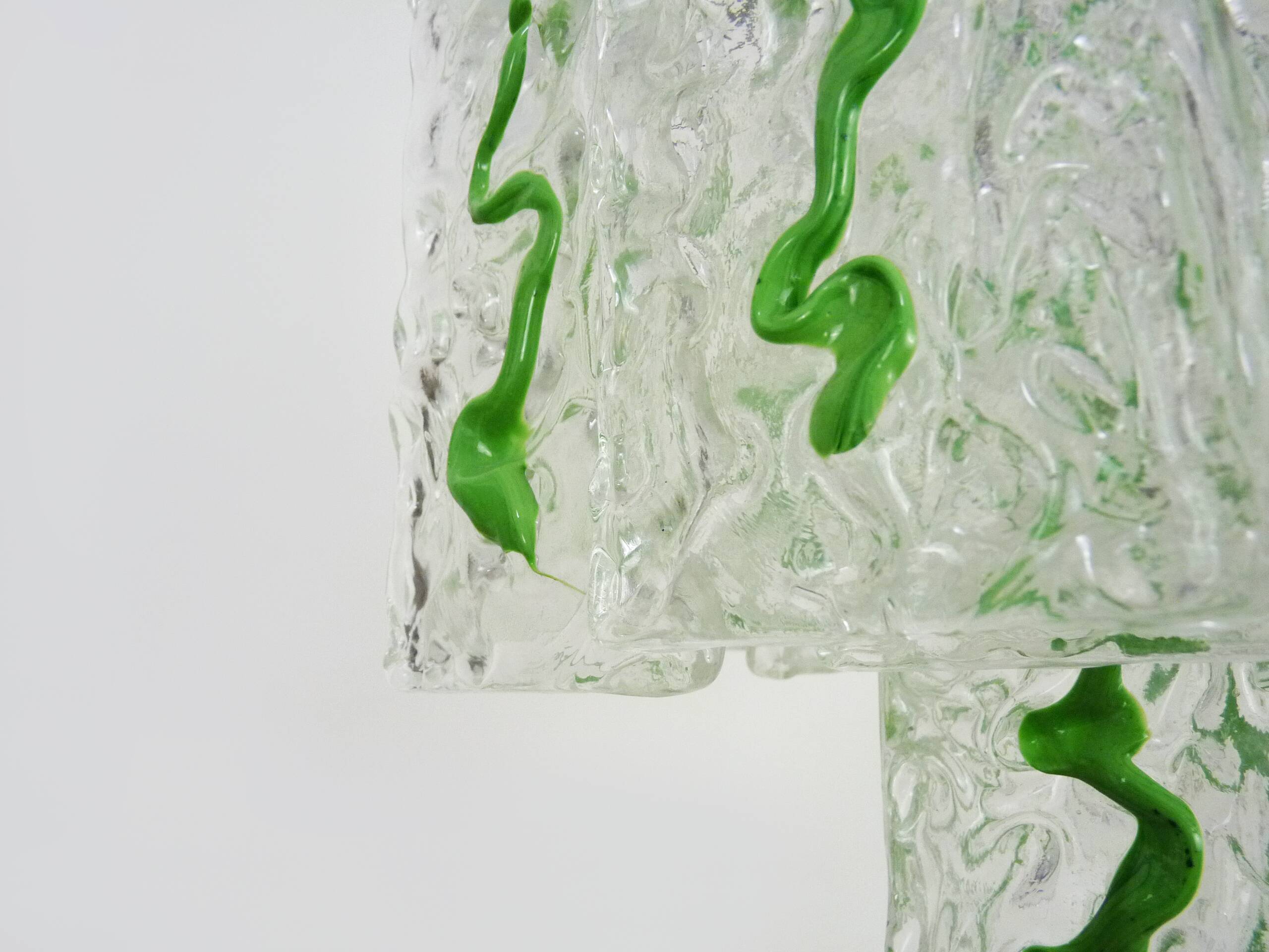 Mid-Century Italian Chandelier with Hanging Glass Plates Green Decor