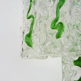 Lustre Mid-Century italien à plaques de verre suspendue décor vert
