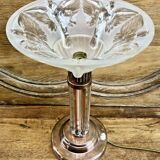 Art Deco lamp with glass tube base Petitot bird basin signed Jean Boris Lacroix
