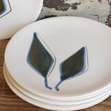 Six ceramic plates with matt enamel 50s