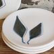 Six ceramic plates with matt enamel 50s