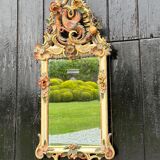 Carved wooden mirror, gilded and polychromed, Venice circa 1880