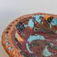 Vintage 1970s ceramic workshop bowl, naive handcrafted shape with coloured glaze, terracotta fruit bowl or wall plate, elegant gift idea.