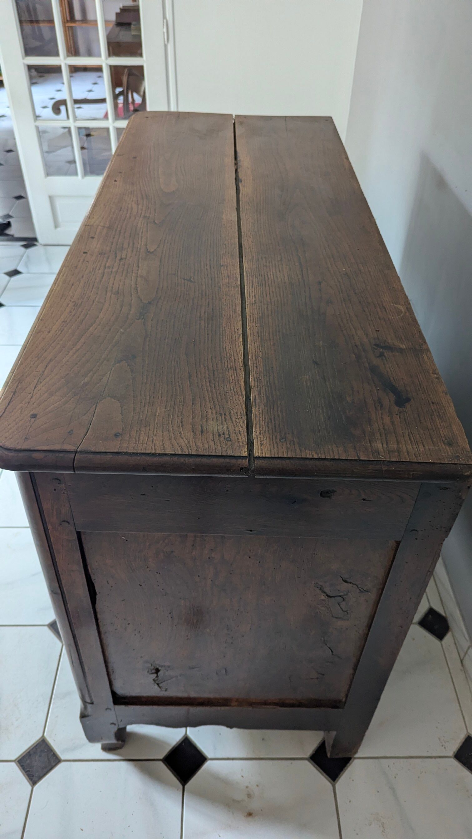 Antique Louis XV style sideboard in oak and walnut – 19th century / Early