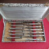Set of 12 small knives in silver metal and stainless steel from the Ravinet d'Enfer Paris brand