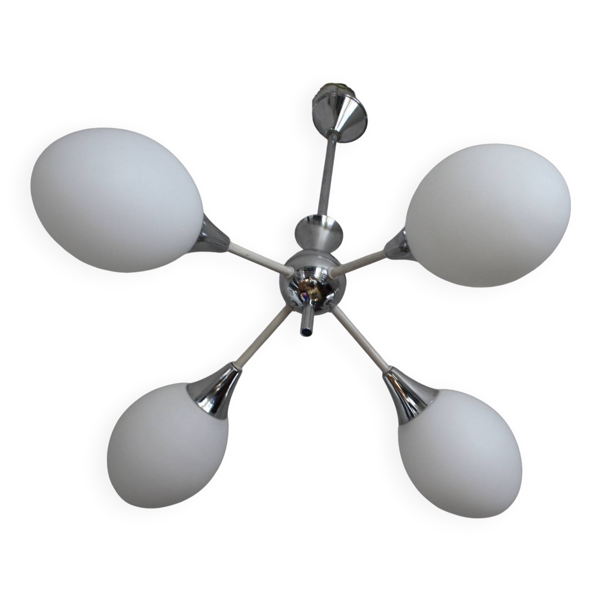 Sputnik metal & opaline chandelier