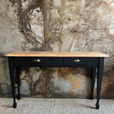 Console raw wood and absolute black