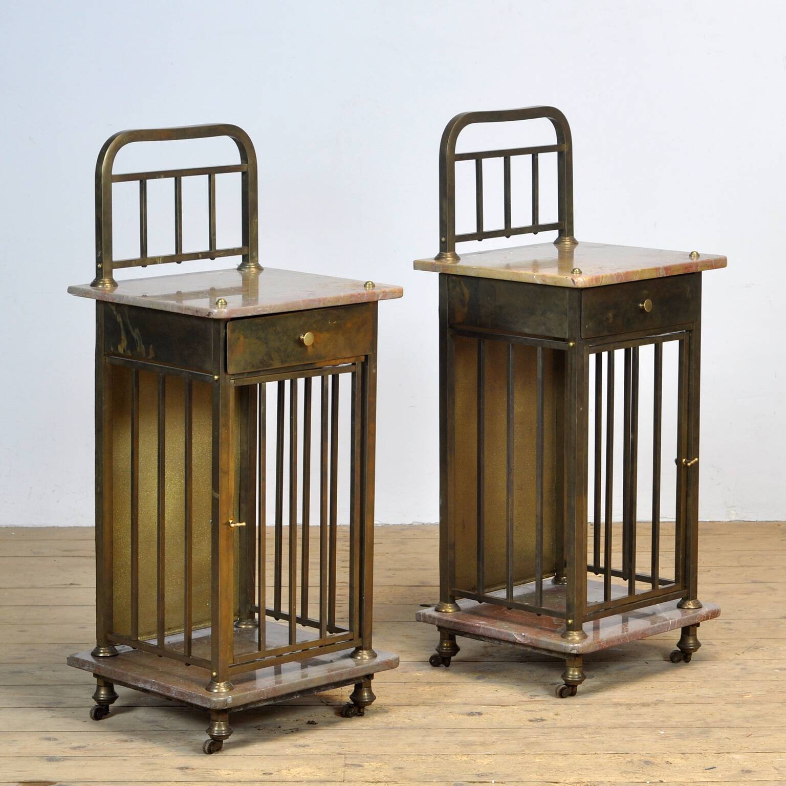 Set Of Marble And Brass Nightstands, 1880's