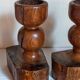 Pair of old brutalist turned solid wood candlesticks