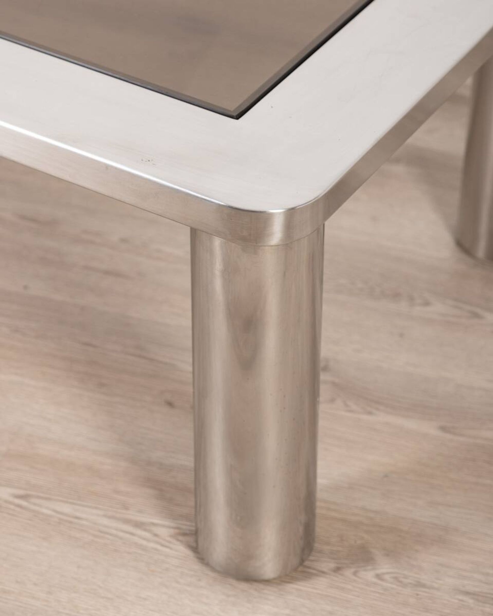 Vintage 60's table in chromed metal and glass, italian design
