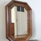Vintage octagonal mirror in moulded oak – Belgium, circa 1970/1980