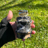 Vintage table lighter in black marble and brass