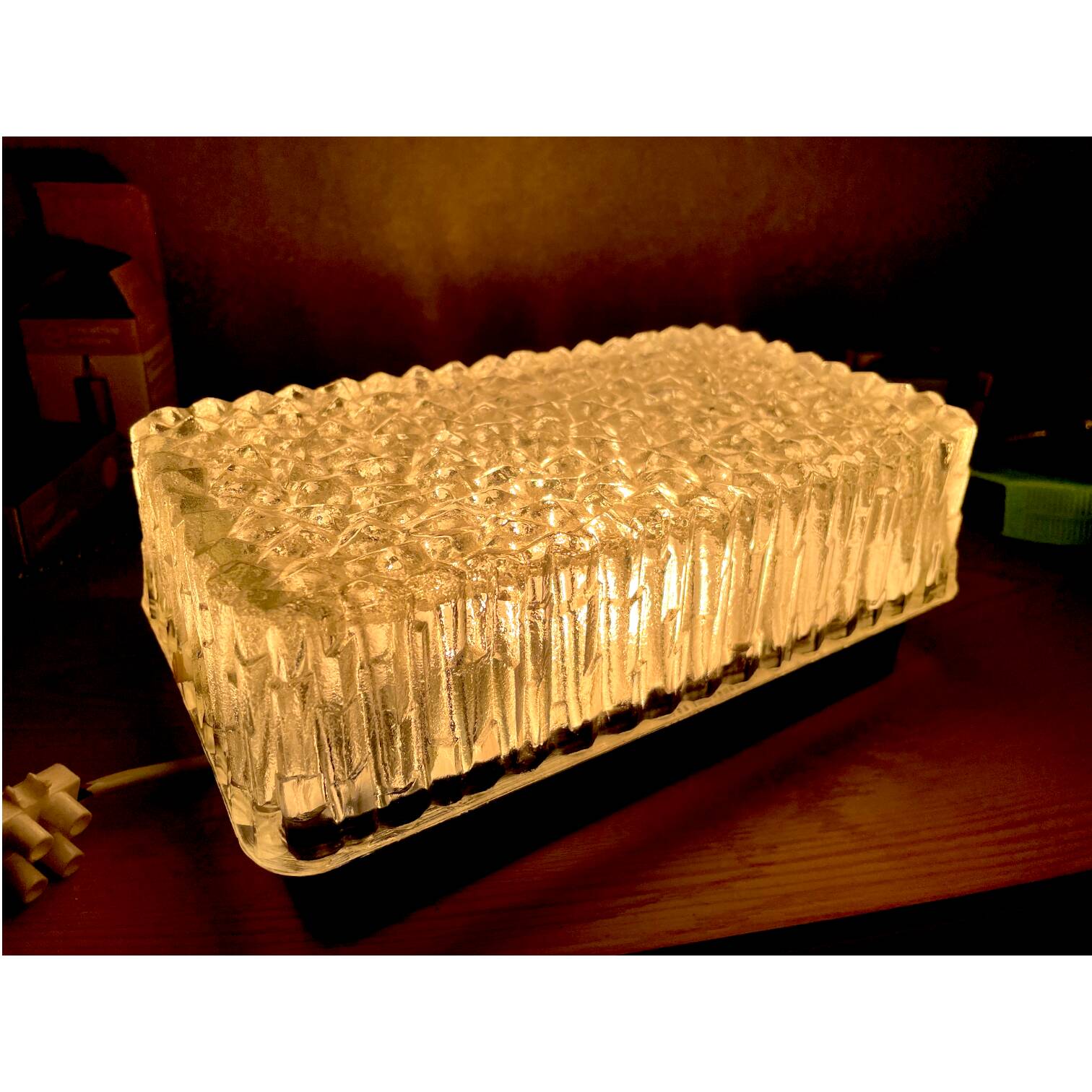 Rectangular glass flush mount ceiling or wall light