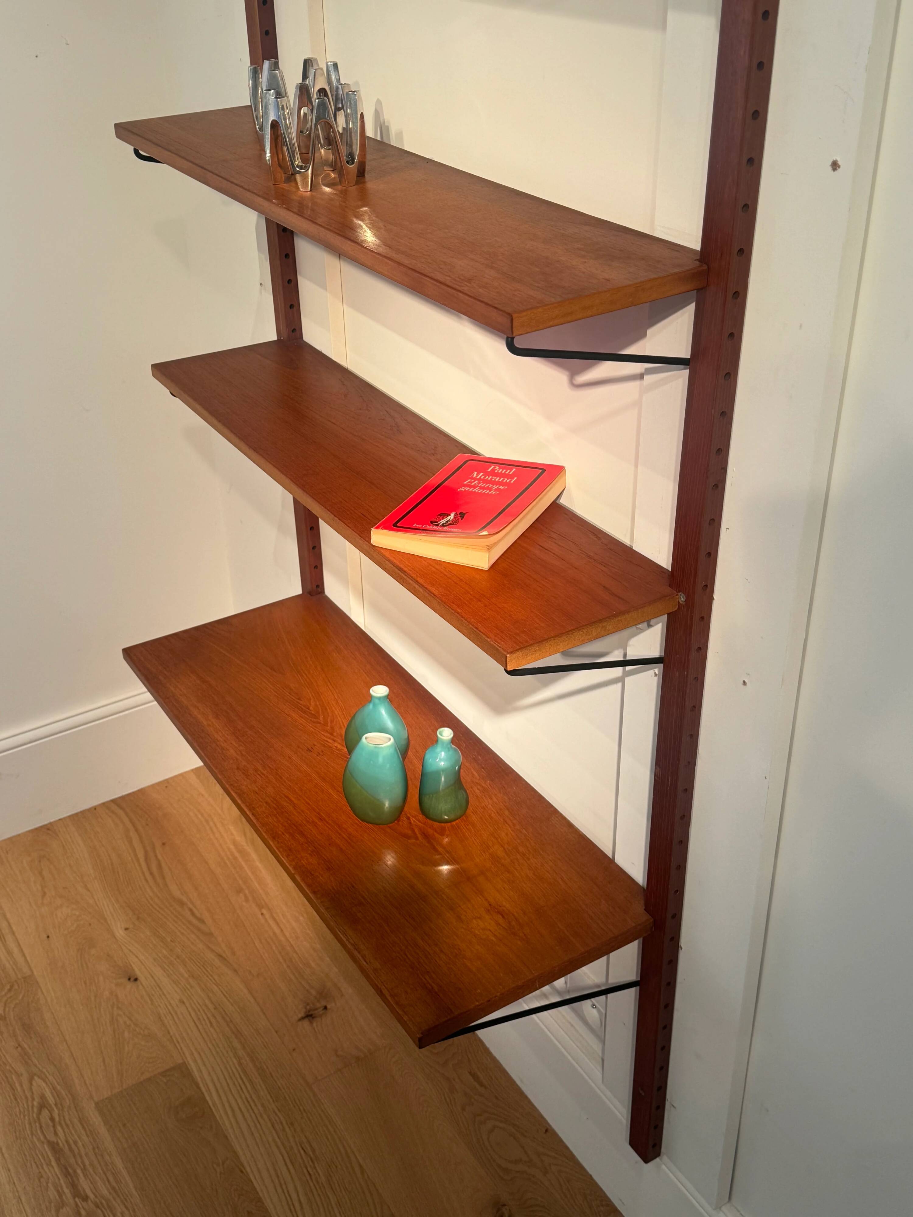 Vintage Scandinavian wall library in teak "Lisbet"