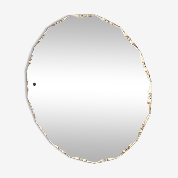 Vintage round chiseled art deco mirror 1940