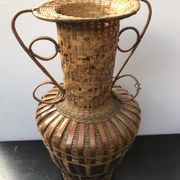 Vase rotin tressé grand modèle déco vintage