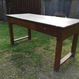 Table de ferme ancienne en chêne peinte faux bois peinture ancienne.