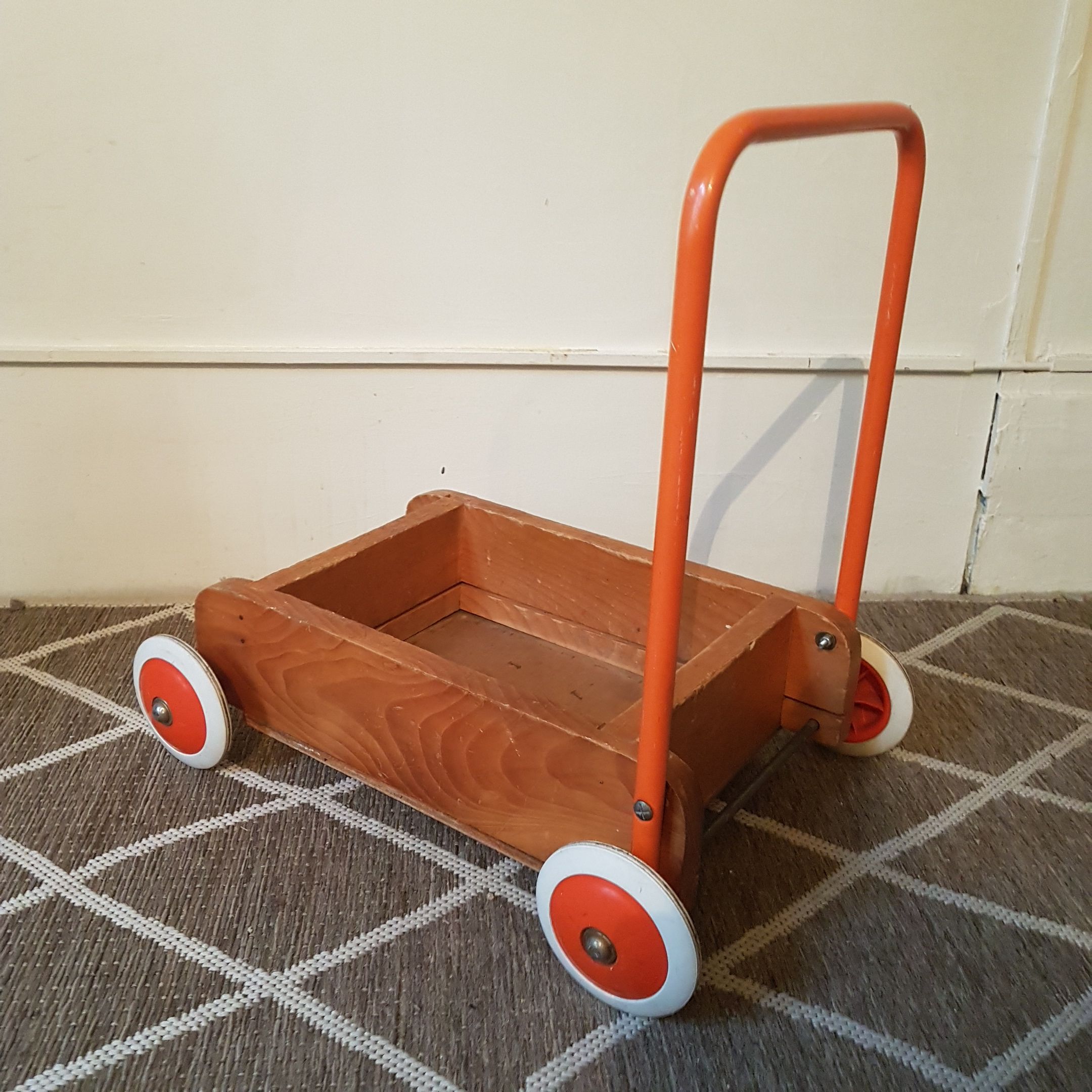 Market toys vintage tray cart wood and orange