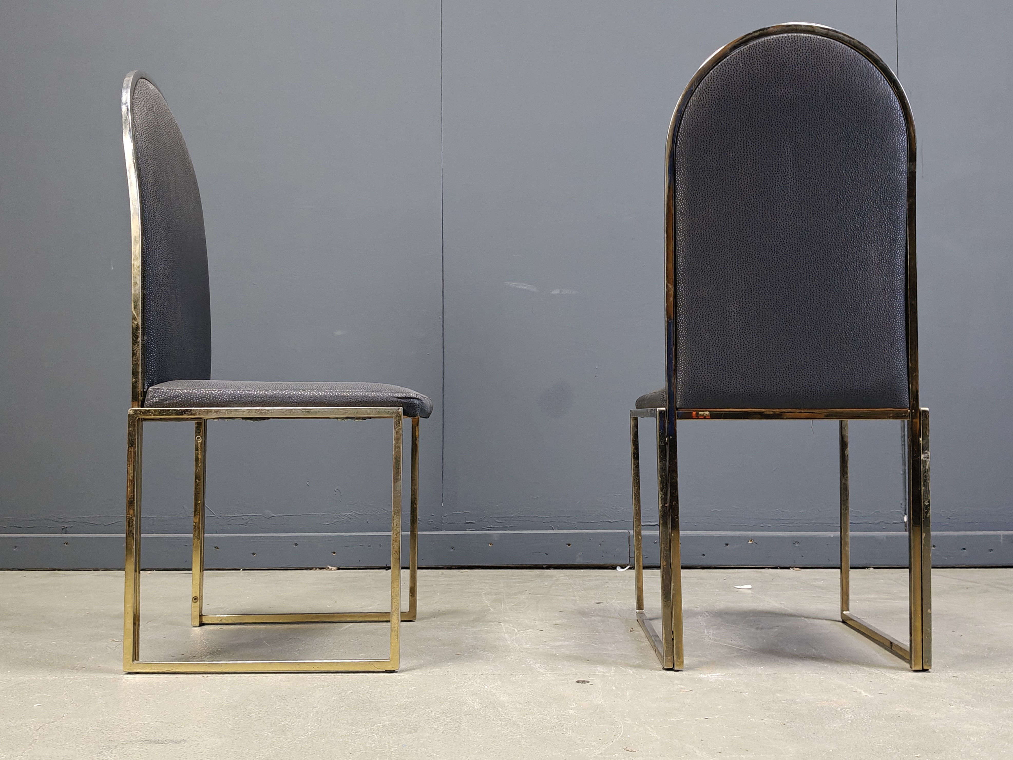 Vintage brass dining chairs by Belgochrom, 1970s